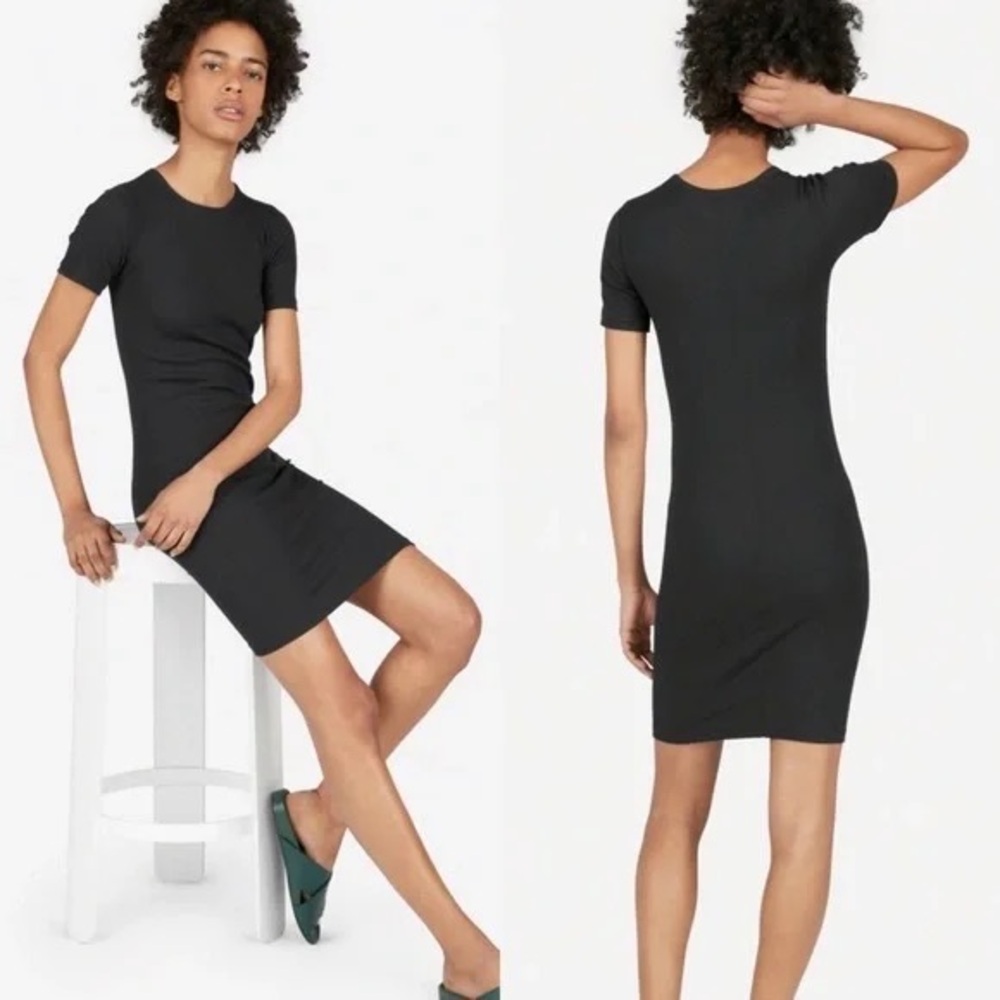Everlane Micro Rib Pima Cotton Dress Black Size Small